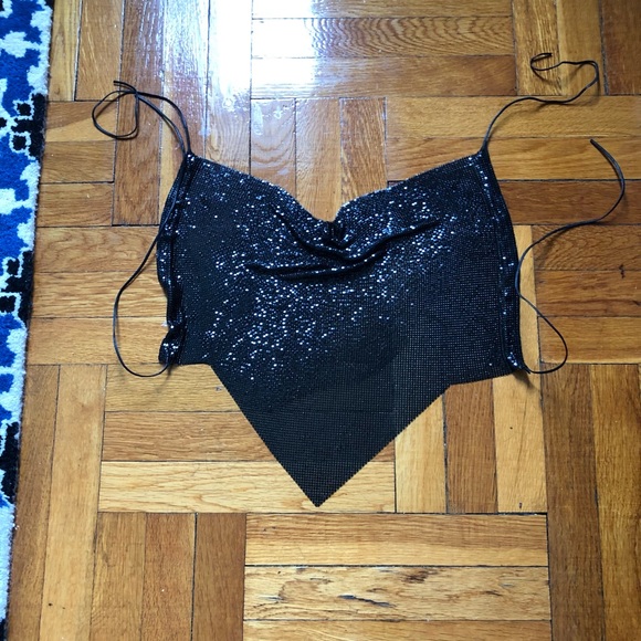 Vintage Chain Mail Metal Mesh Gunmetal Black Halter Top - Picture 12 of 17